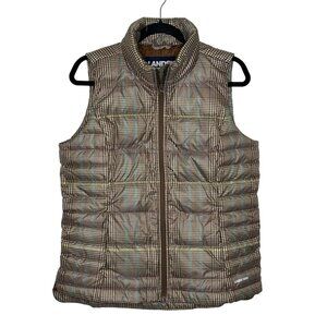 Lands' End Women's Down Puffer Vest 600 Fill Power Size M Brown‎ Plaid NEW